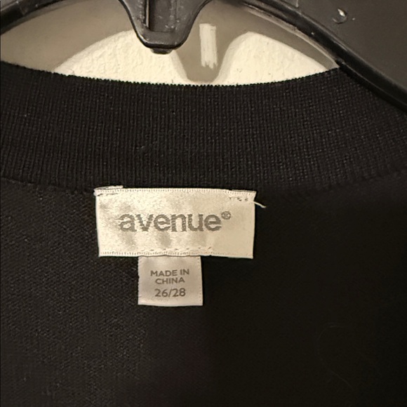 Avenue Elegant Black Cardigan with Blue and White Trim - Picture 2 of 4